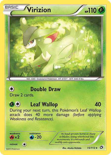 Virizion trading card from Legendary Treasures Virizion - Legendary Treasures Pokémon trading card