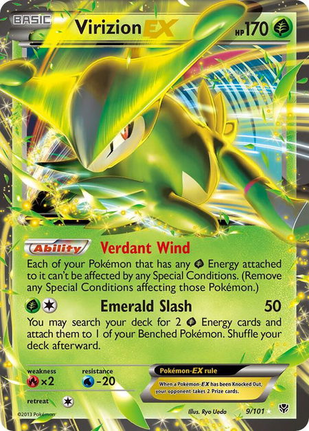 Virizion EX trading card from Plasma Blast Virizion EX - Plasma Blast Pokémon trading card