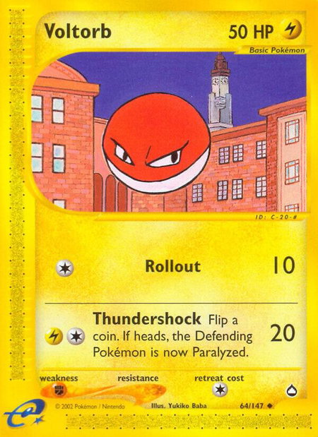 Voltorb (64) - Aquapolis Pokémon trading card