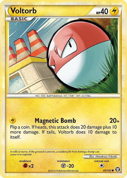 Voltorb trading card from Triumphant Voltorb - Triumphant Pokémon trading card