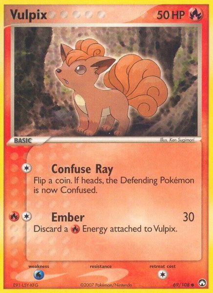 Vulpix trading card from Power Keepers Vulpix - Power Keepers Pokémon trading card