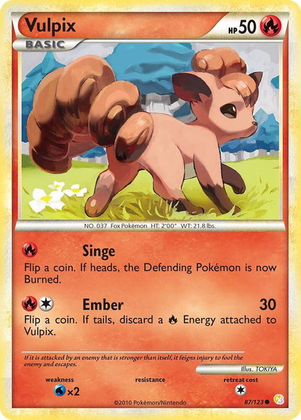 Vulpix trading card from HeartGold SoulSilver Vulpix - HeartGold SoulSilver Pokémon trading card