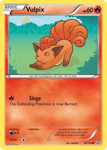 Vulpix trading card from Dragons Exalted Vulpix - Dragons Exalted Pokémon trading card