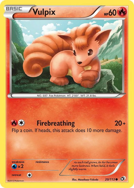 Vulpix trading card from Legendary Treasures Vulpix - Legendary Treasures Pokémon trading card