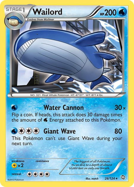 Wailord - Dragons Exalted Pokémon trading card