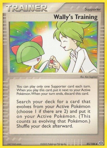 Wally's Training trading card from Emerald Wally's Training - Emerald Pokémon trading card