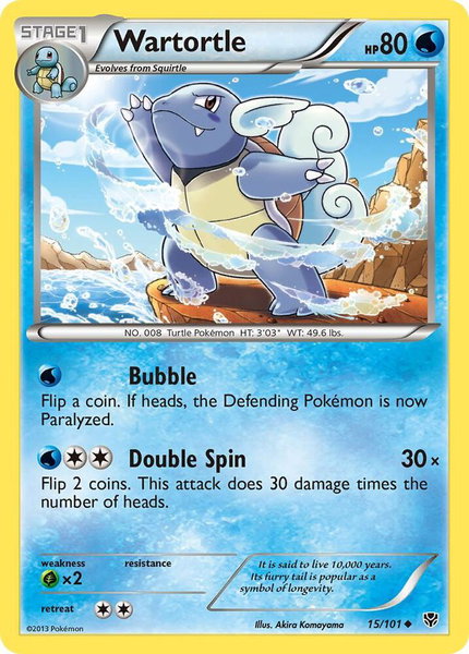 Wartortle trading card from Plasma Blast Wartortle - Plasma Blast Pokémon trading card