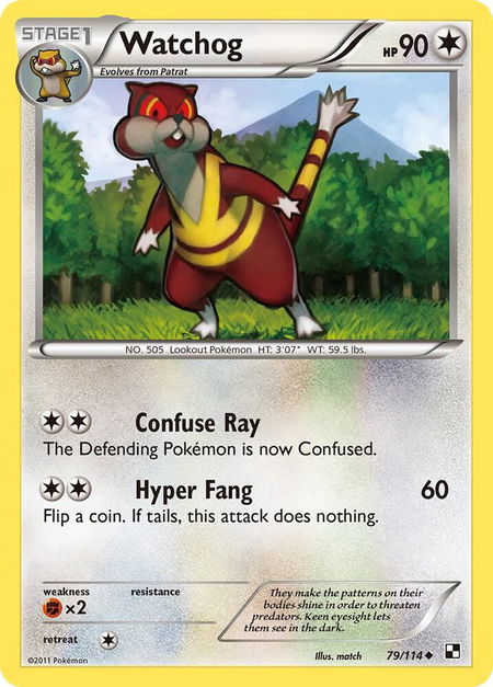 Watchog trading card from Black and White Watchog - Black and White Pokémon trading card