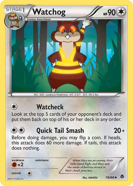 Watchog trading card from Emerging Powers Watchog - Emerging Powers Pokémon trading card