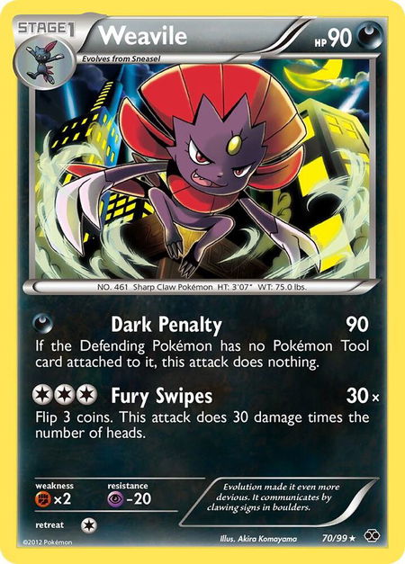 Weavile trading card from Next Destinies Weavile - Next Destinies Pokémon trading card