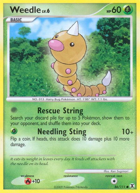 Weedle trading card from Rising Rivals Weedle - Rising Rivals Pokémon trading card