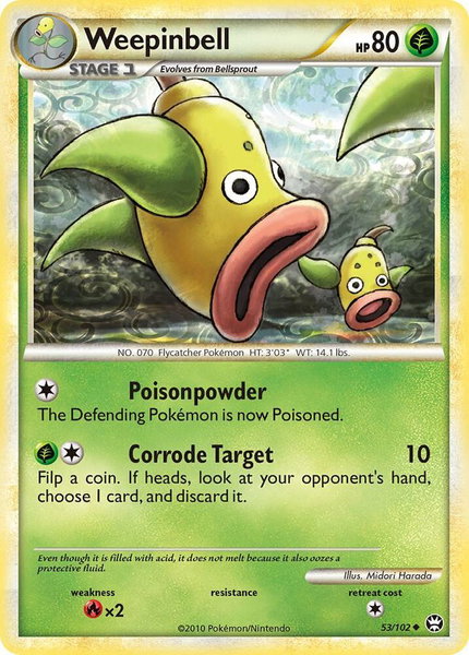 Weepinbell trading card from Triumphant Weepinbell - Triumphant Pokémon trading card