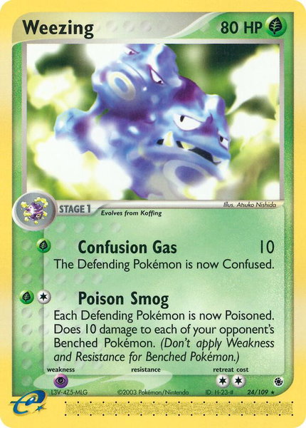 Weezing trading card from Ruby and Sapphire Weezing - Ruby and Sapphire Pokémon trading card
