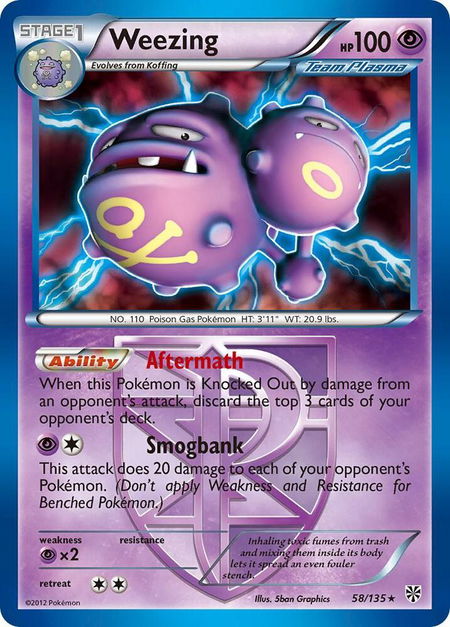 Weezing (Team Plasma) - Plasma Storm Pokémon trading card