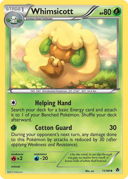 Whimsicott (11) - Emerging Powers Pokémon trading card