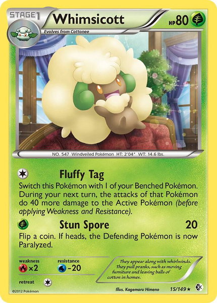 Whimsicott trading card from Boundaries Crossed Whimsicott - Boundaries Crossed Pokémon trading card
