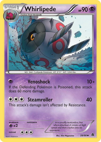 Whirlipede - Emerging Powers Pokémon trading card