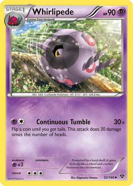 Whirlipede trading card from XY Base Set Whirlipede - XY Base Set Pokémon trading card