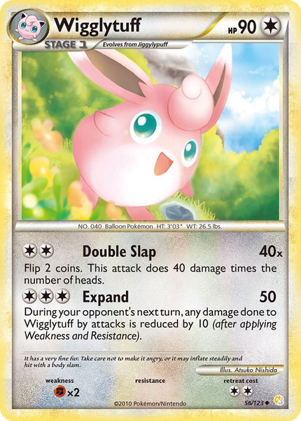 Wigglytuff trading card from HeartGold SoulSilver Wigglytuff - HeartGold SoulSilver Pokémon trading card