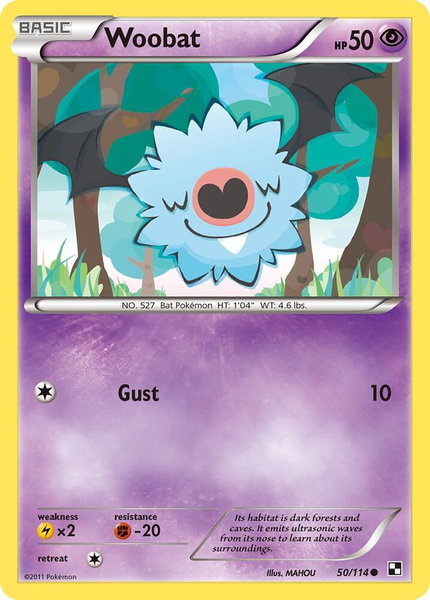 Woobat trading card from Black and White Woobat - Black and White Pokémon trading card