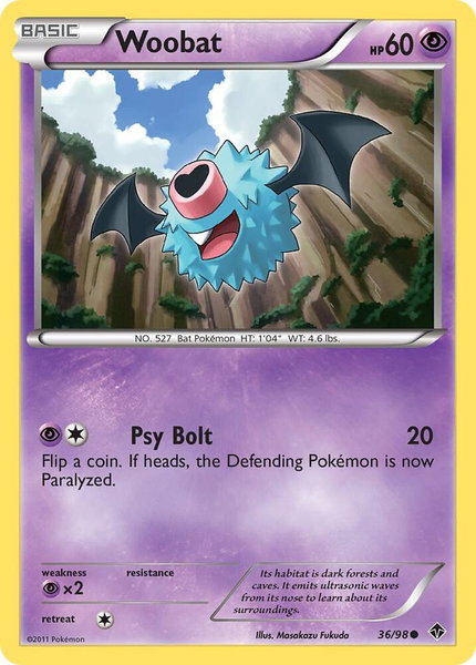 Woobat - Emerging Powers Pokémon trading card