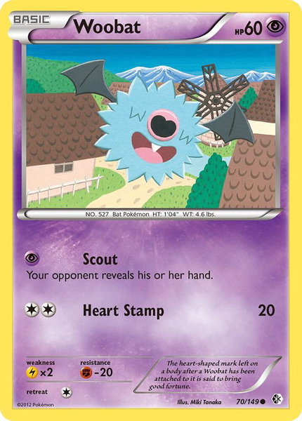 Woobat trading card from Boundaries Crossed Woobat - Boundaries Crossed Pokémon trading card