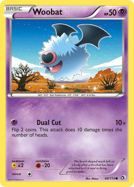 Woobat trading card from Legendary Treasures Woobat - Legendary Treasures Pokémon trading card
