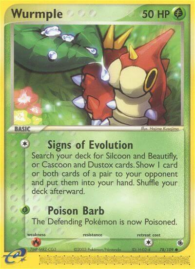 Wurmple trading card from Ruby and Sapphire Wurmple - Ruby and Sapphire Pokémon trading card
