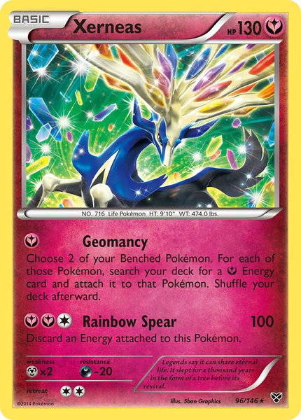 Xerneas trading card from XY Base Set Xerneas - XY Base Set Pokémon trading card