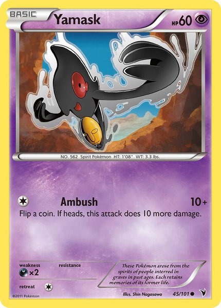 Yamask (45) trading card from Noble Victories Yamask (45) - Noble Victories Pokémon trading card
