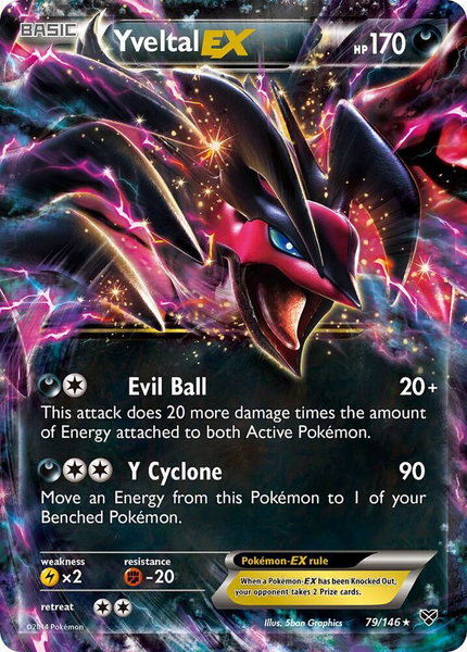 Yveltal EX trading card from XY Base Set Yveltal EX - XY Base Set Pokémon trading card