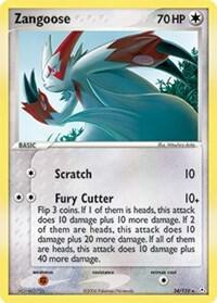 Zangoose trading card from Holon Phantoms Zangoose - Holon Phantoms Pokémon trading card