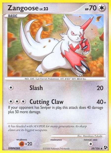Zangoose - Great Encounters Pokémon trading card