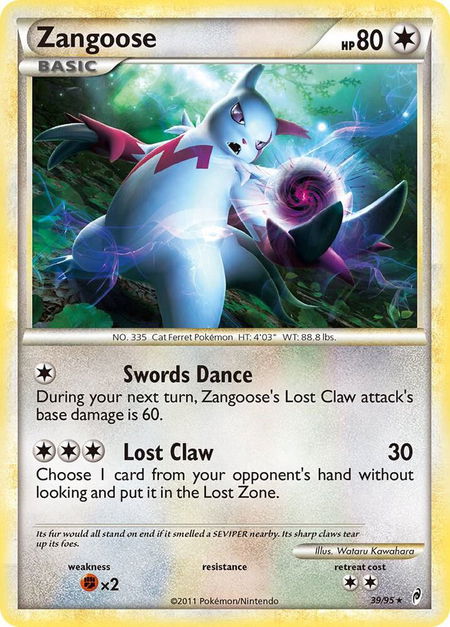Zangoose trading card from Call of Legends Zangoose - Call of Legends Pokémon trading card