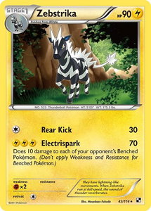 Zebstrika (43) - Black and White (BLW) #43/114 - Rare Pokémon Trading Card