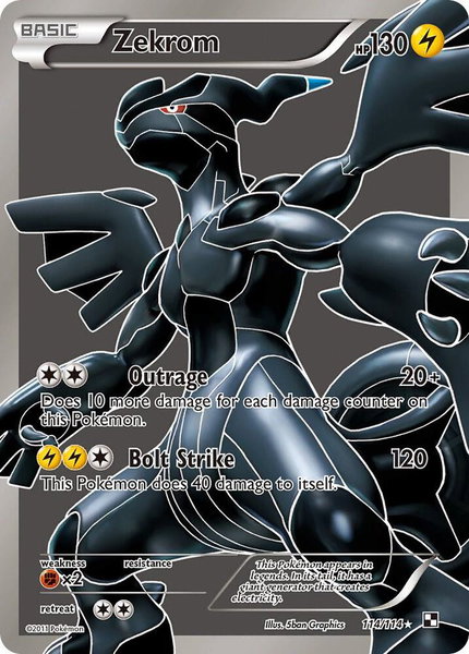 Zekrom (114 Full Art) trading card from Black and White Zekrom (114 Full Art) - Black and White Pokémon trading card
