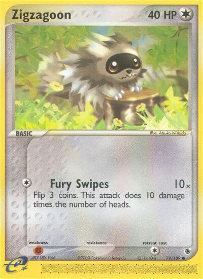 Zigzagoon - Ruby and Sapphire Pokémon trading card