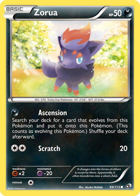 Zorua trading card from Legendary Treasures Zorua - Legendary Treasures Pokémon trading card