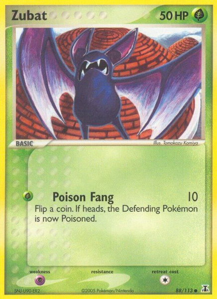 Zubat trading card from Delta Species Zubat - Delta Species Pokémon trading card