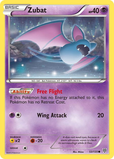 Zubat (53) - Plasma Storm Pokémon trading card