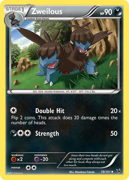 Zweilous trading card from Noble Victories Zweilous - Noble Victories Pokémon trading card