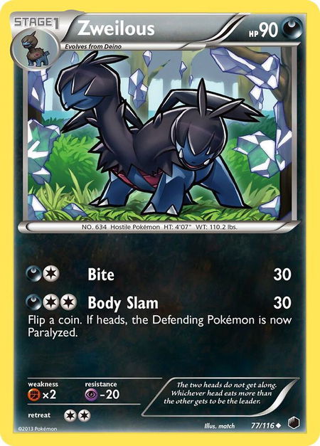 Zweilous - Plasma Freeze Pokémon trading card