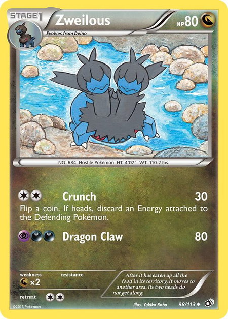 Zweilous trading card from Legendary Treasures Zweilous - Legendary Treasures Pokémon trading card