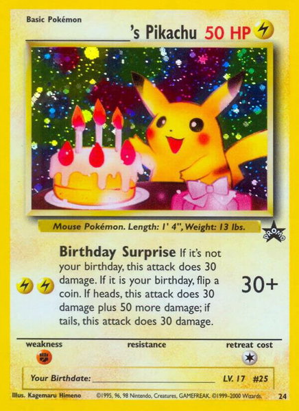 ______'s Pikachu trading card from WoTC Promo ______'s Pikachu - WoTC Promo Pokémon trading card