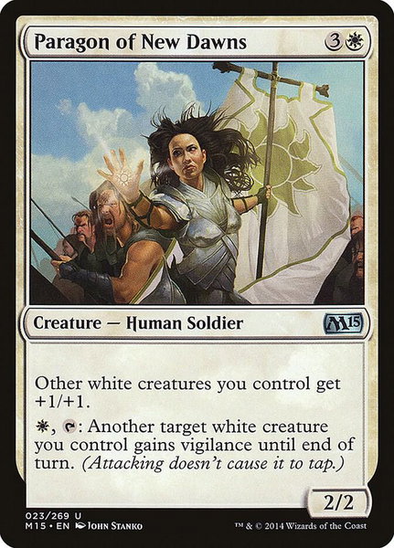 Paragon of New Dawns trading card from Magic 2015 (M15) Paragon of New Dawns - Magic 2015 (M15) Magic: The Gathering trading card