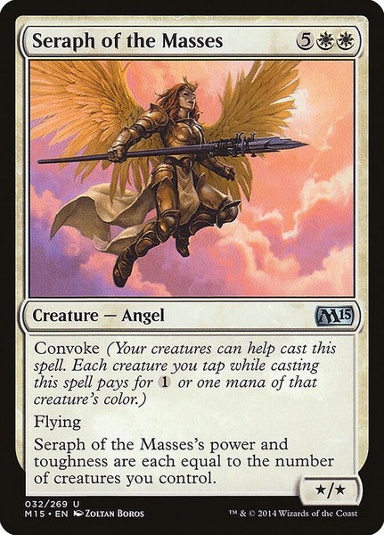 Seraph of the Masses trading card from Magic 2015 (M15) Seraph of the Masses - Magic 2015 (M15) Magic: The Gathering trading card