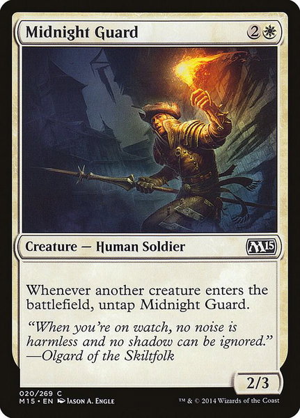 Midnight Guard trading card from Magic 2015 (M15) Midnight Guard - Magic 2015 (M15) Magic: The Gathering trading card