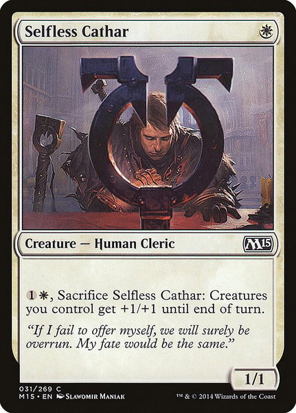 Selfless Cathar trading card from Magic 2015 (M15) Selfless Cathar - Magic 2015 (M15) Magic: The Gathering trading card