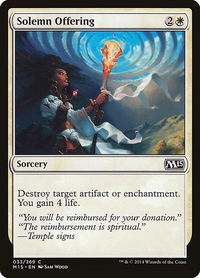 Solemn Offering - Magic 2015 (M15) (M15) #33 - Common Magic: The Gathering Trading Card
