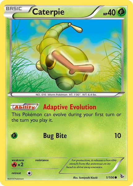 Caterpie trading card from XY - Flashfire Caterpie - XY - Flashfire Pokémon trading card